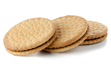 Image showing Sandwich biscuits with chocolate filling