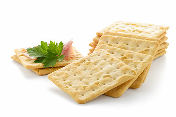 Image showing Crackers with Ham