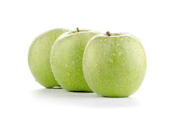 Image showing Three fresh green apples