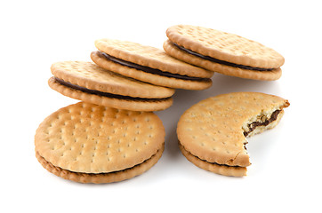 Image showing Sandwich biscuits with chocolate filling