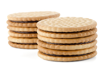 Image showing Sandwich biscuits with chocolate filling