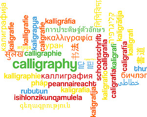 Image showing Calligraphy multilanguage wordcloud background concept