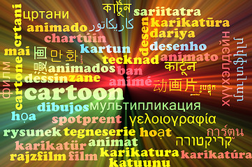 Image showing Cartoon multilanguage wordcloud background concept glowing