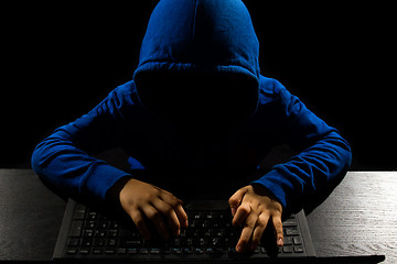 Image showing Faceless Hacker using computer