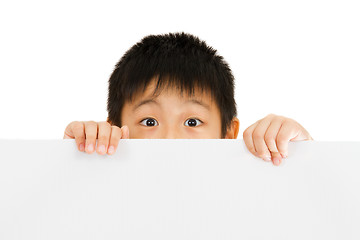 Image showing Asian Chinese Children Holding blank white board.