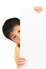 Image showing Asian Chinese Children Holding blank white board.