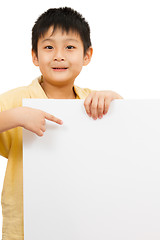 Image showing Asian Chinese Children Holding blank white board.