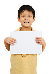 Image showing Asian Chinese Children Holding blank white board.