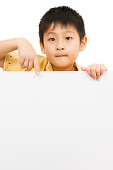 Image showing Asian Chinese Children Holding blank white board.