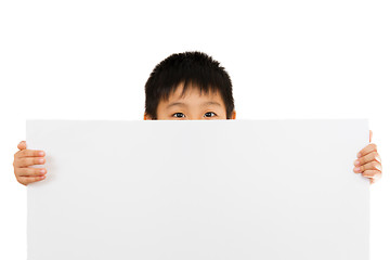 Image showing Asian Chinese Children Holding blank white board.