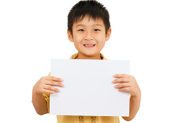 Image showing Asian Chinese Children Holding blank white board.