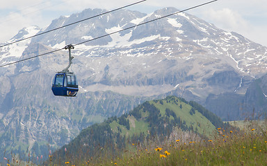 Image showing Lenk im Simmental, Switzerland - July 12, 2015: Ski lift in moun