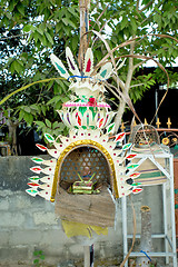 Image showing Traditional offerings for god befor build a house in Bali