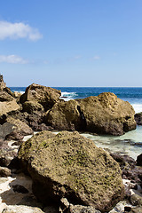 Image showing rock formation on coastline at Nusa Penida island 