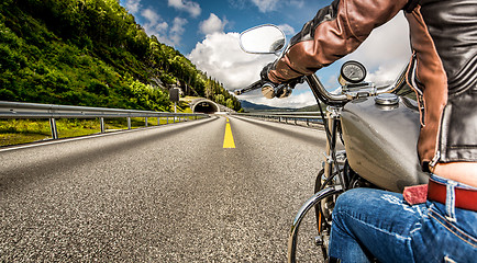 Image showing Biker girl First-person view