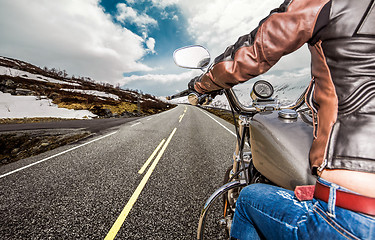 Image showing Biker girl First-person view