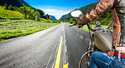 Image showing Biker girl First-person view