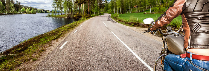 Image showing Biker girl First-person view