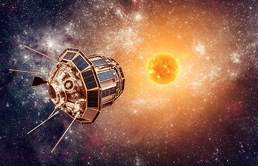 Image showing Space satellite on a background star sun