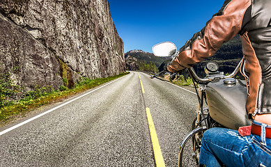 Image showing Biker girl First-person view