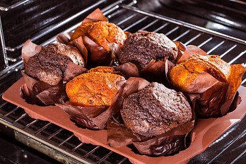 Image showing Muffins in the oven