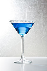 Image showing Blue tropical martini cocktail