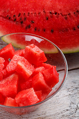 Image showing Diced ripe watermelon