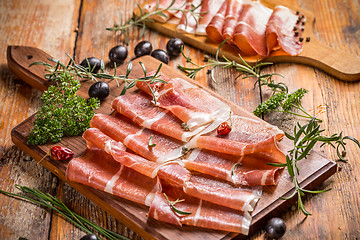 Image showing Slices of prosciutto
