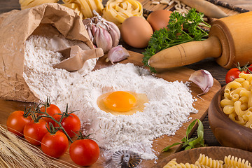 Image showing Pasta and ingredients