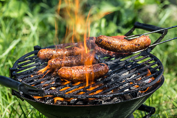Image showing Sausages on the grill