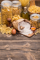 Image showing Various raw pasta