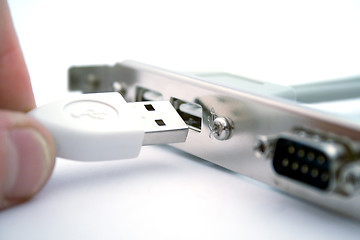 Image showing Connection of a usb cable. Isolated