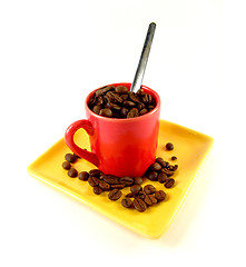 Image showing cup of coffe beans