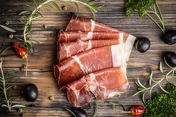 Image showing Sliced prosciutto