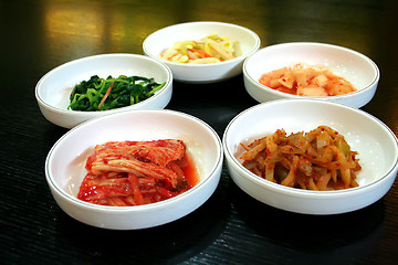 Image showing Bowls of kimchi