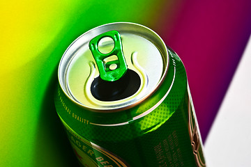 Image showing Closeup picture of a green beer can