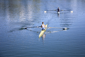 Image showing Two Young girls rowers