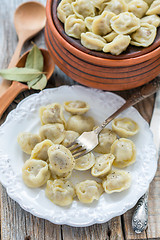 Image showing Dumplings. Vertically, top view.