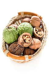 Image showing Basket with walnuts.