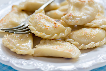 Image showing Fried dumplings with cottage cheese.