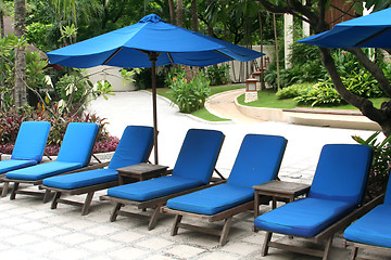 Image showing asia asian chair chairs deck holiday hotel lounge pool poolside