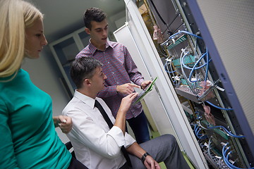 Image showing network engeneers working in network server room