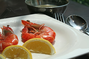 Image showing Cooked prawns