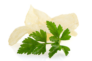 Image showing Potato chips and parsley