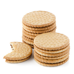 Image showing Sandwich biscuits with chocolate filling