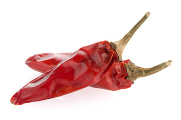 Image showing Two red hot chili pepper