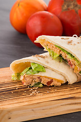 Image showing Tortilla with chicken and vegetables