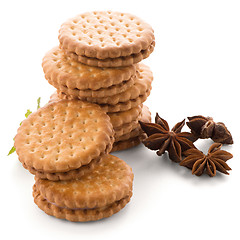 Image showing Sandwich biscuits with vanilla filling