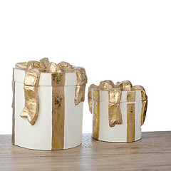 Image showing Christmas decorative white gift boxes