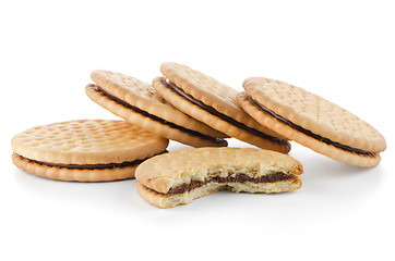 Image showing Sandwich biscuits with chocolate filling